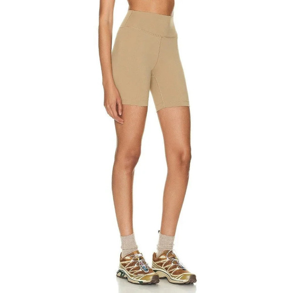 SPORTY & RICH Runner Biker Shorts in Espresso & White XSmall New Womens Spandex - Picture 3 of 16